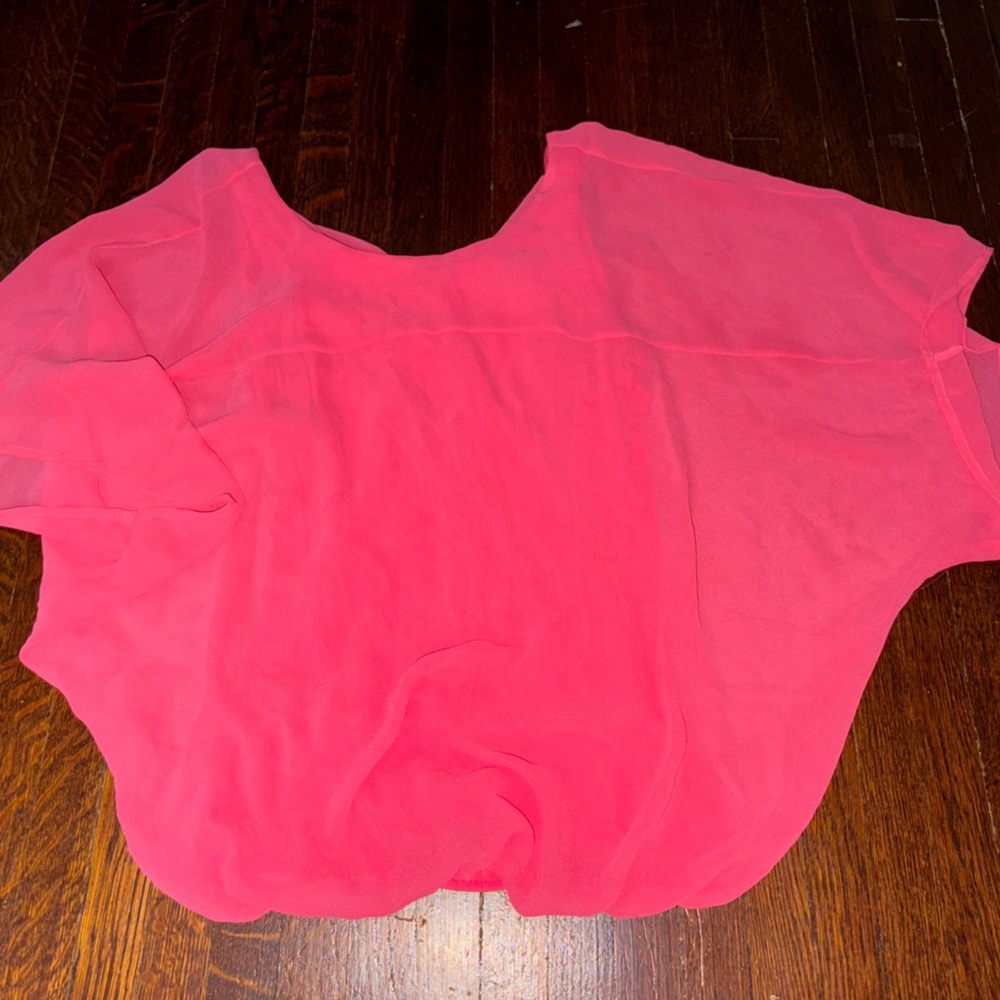 Express Pink Flowing Dress Shirt With Elastic Bottom Size Small